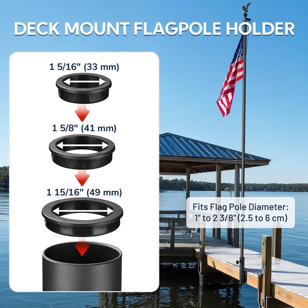 Yescom Vertical Flagpole Dock Mount Holder D1" to 2 3/8" Image