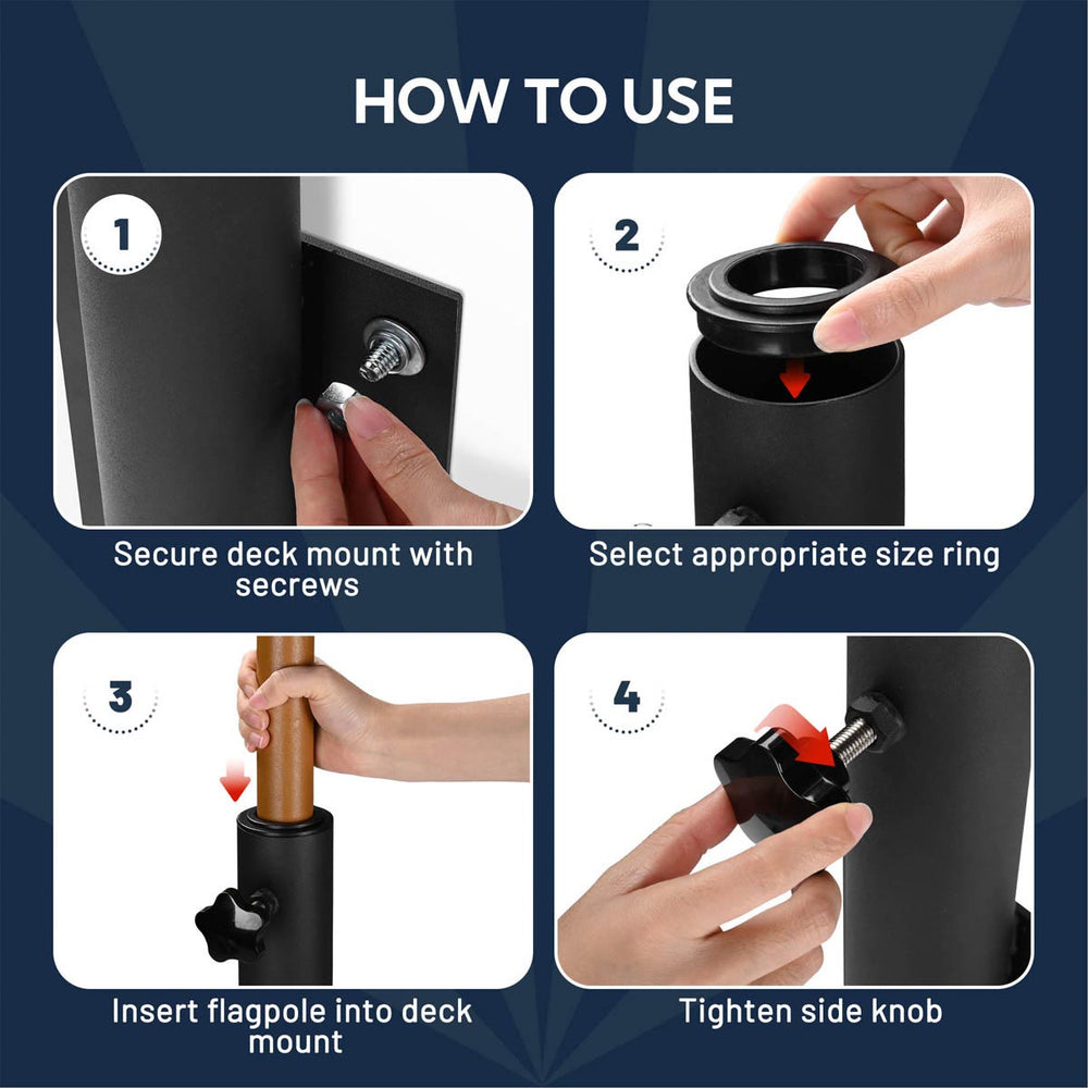 Yescom Vertical Flagpole Dock Mount Holder D1" to 2 3/8" Image