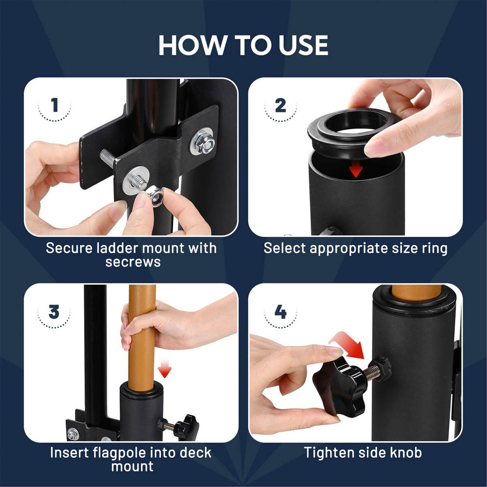 Yescom RV Ladder Mounted Flagpole Holder for 1" to 2 3/8" Pole Image