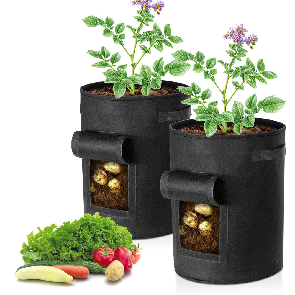 Yescom Pack of 2 10 Gallon Potato Grow Bags Fabric Pots w/ Handles, Black Image