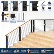 Yescom 36in T304 Stainless Steel Cable Railing Corner Post (2x2, 16G) Image