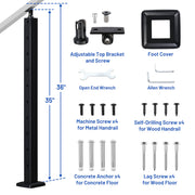 Yescom 36in T304 Stainless Steel Cable Railing Stair Post (2x2, 16G) Image