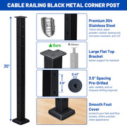 Yescom 36in T304 Stainless Steel Cable Railing Corner Post (2x2, 16G) Image