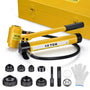 Yescom 10 Ton Hydraulic Punch Press w/ 6 Piece Tool Kit Yellow Image