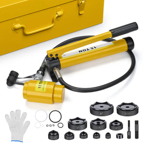 Yescom 15 Ton Hydraulic Punch Press w/ 10 Piece Tool Kit