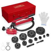 Yescom 15 Ton Hydraulic Punch Press w/ 10 Piece Tool Kit Red Image
