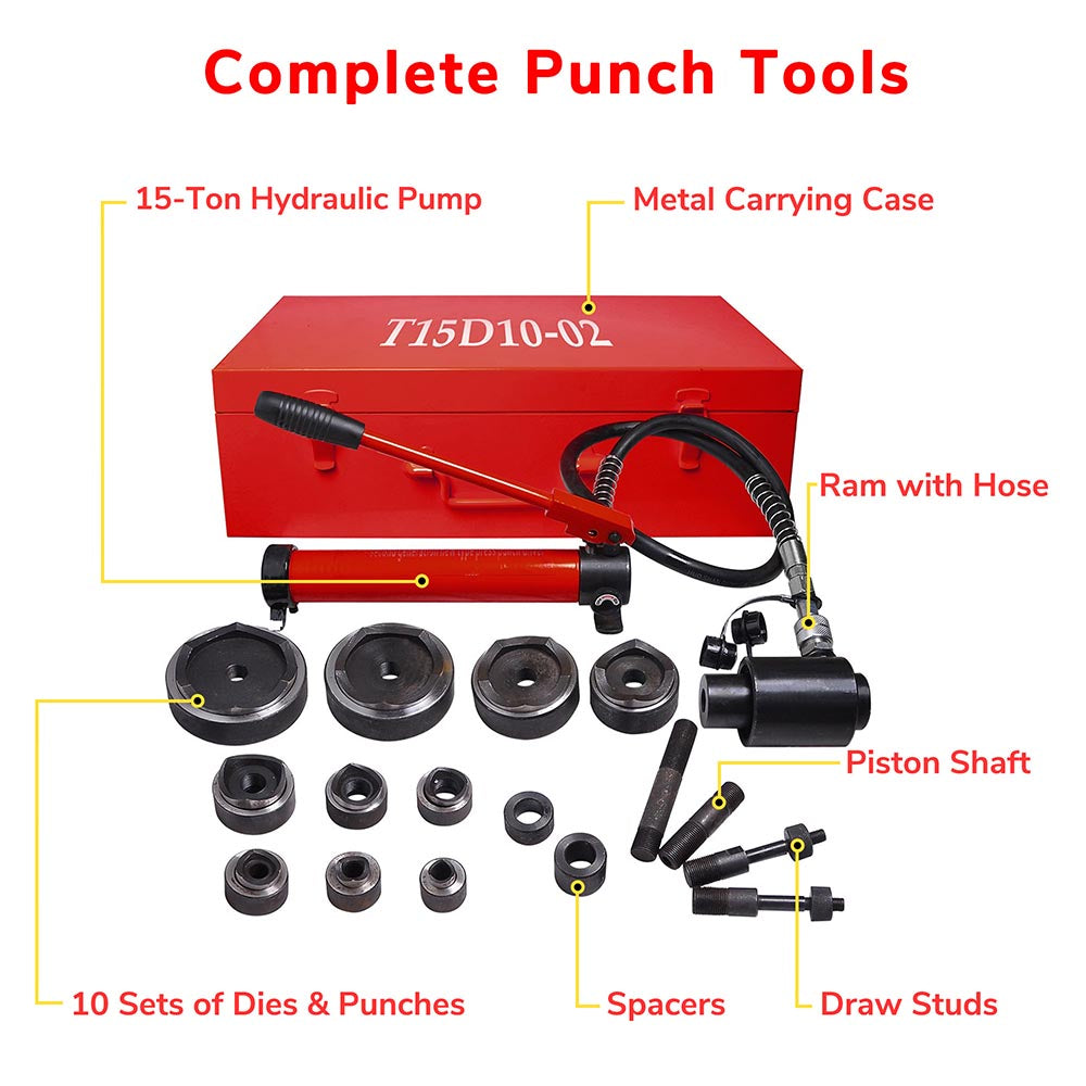 Yescom 15 Ton Hydraulic Punch Press w/ 10 Piece Tool Kit Image