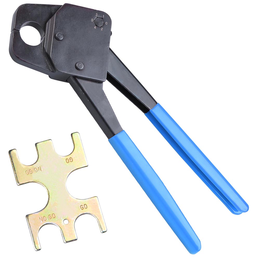 Yescom 3/4" Copper Pex Crimp Tool Ring Crimper with Gauge, Blue Image