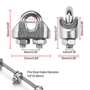 Yescom Wire Cable Clamp Stainless Steel 18ct., M3(9mm) 1/8in Image
