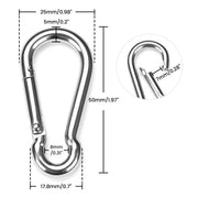 Yescom 304 Stainless Steel Wire Cable Spring Snap Hook Carabiners, M5 30ct. Image