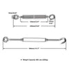 Yescom M10 6" Hook & Eye Turnbuckle Stainless Steel for 3/16" Cable