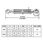 Yescom Hook & Eye Turnbuckle 304 Stainless Steel Image