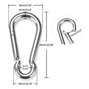 Yescom 304 Stainless Steel Wire Cable Spring Snap Hook Carabiners, M6 30ct. Image
