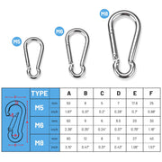 Yescom 304 Stainless Steel Wire Cable Spring Snap Hook Carabiners Image