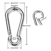 Yescom 304 Stainless Steel Wire Cable Spring Snap Hook Carabiners, M8 6ct. Image