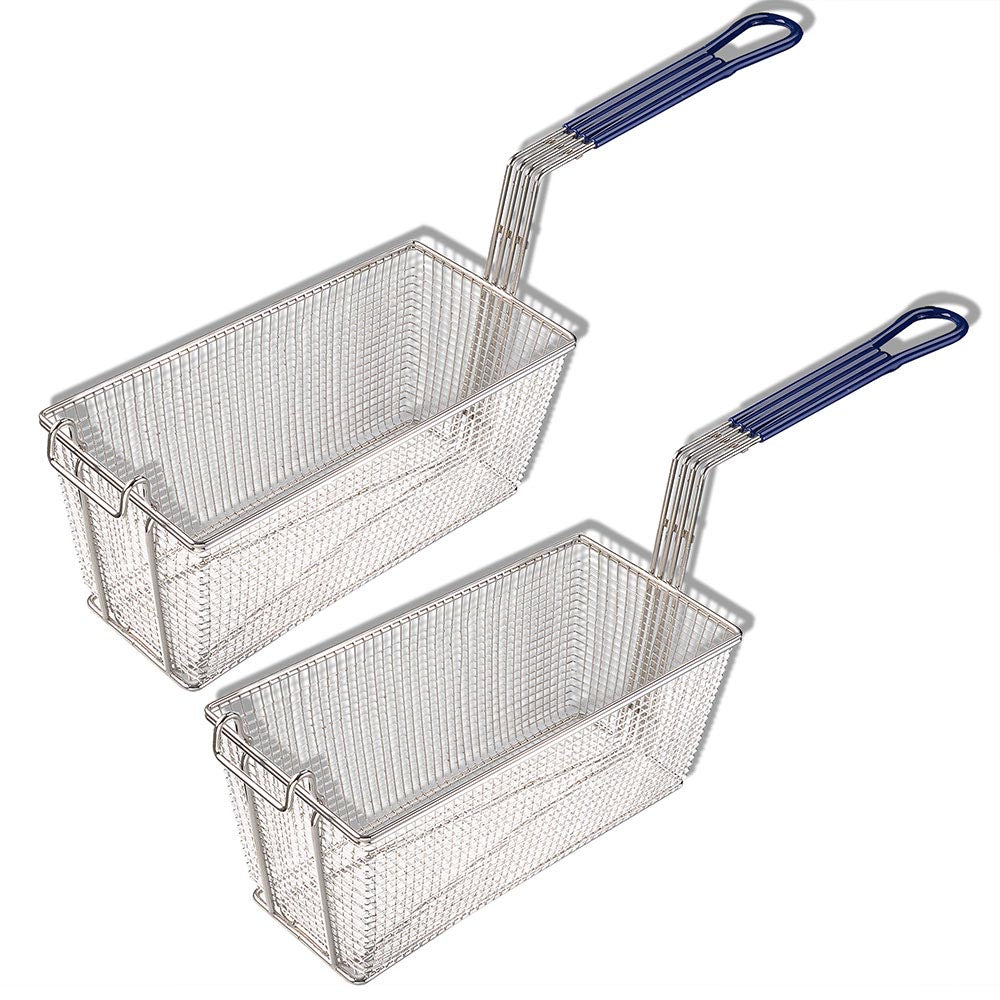 Yescom Commercial Deep Fryer Baskets with Handle & Front Hook 13x6x6in, Blue Image