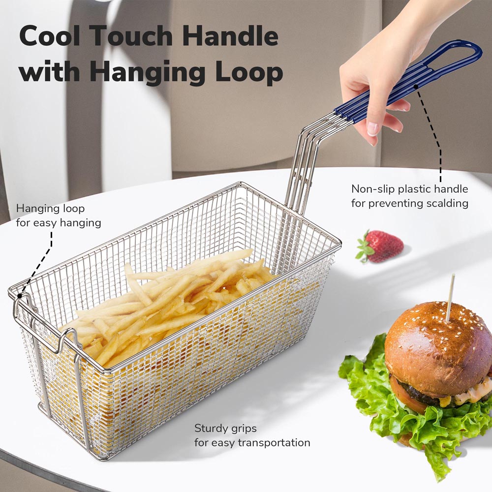 Yescom Commercial Deep Fryer Baskets with Handle & Front Hook