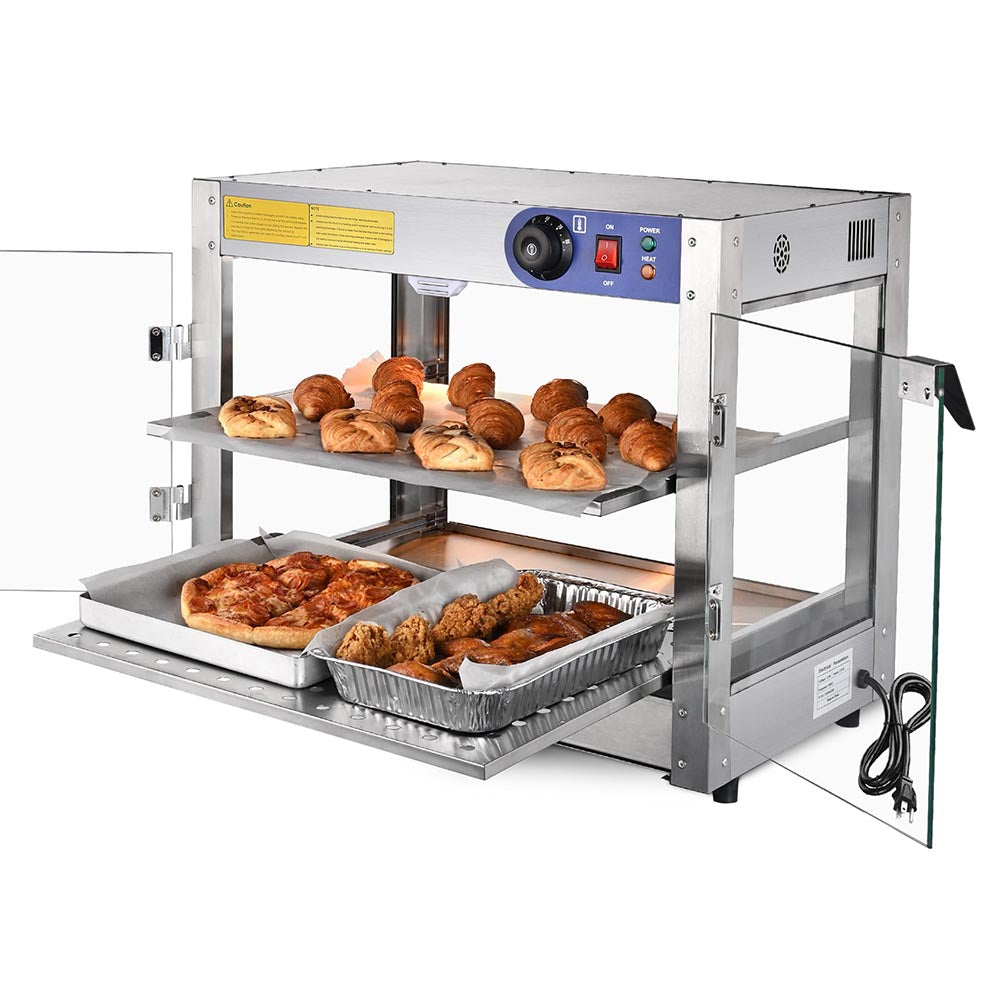 Yescom Pizza Food Warmer Commercial Countertop Display Case 2 Tier Image