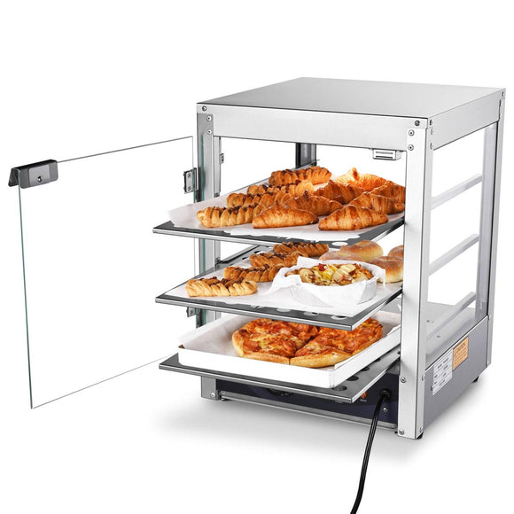 Yescom Pizza Food Warmer Commercial Countertop Display Case 3-Tier 15x15x20 Image