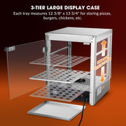 Yescom Pizza Food Warmer Commercial Countertop Display Case 3-Tier 15x15x20 Image
