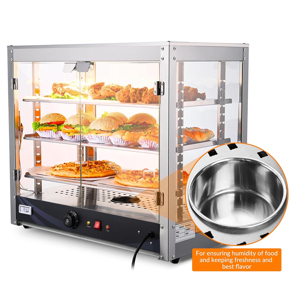 Yescom Pizza Food Warmer Commercial Countertop Display Case 3-Tier 27x15x24 Image