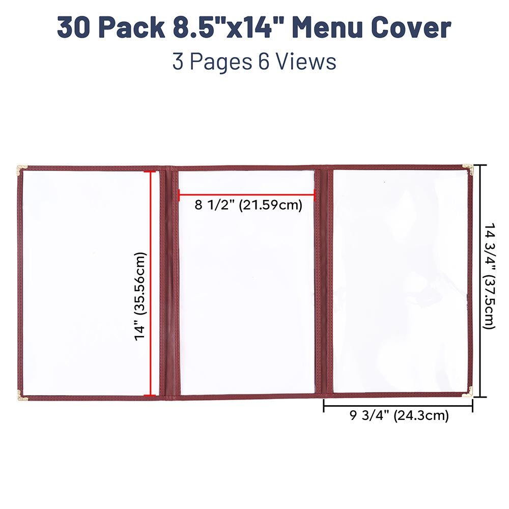 Yescom 30x Menu Covers Cafe Restaurant Triple 8.5x14 Image