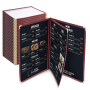 Yescom 8.5x11 Menu Covers Cafe Restaurant Red, Book Style 6-View 30ct/pk Image