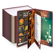 Yescom 8.5x11 Menu Covers Cafe Restaurant Red, Book Style 8-View 20ct/pk Image