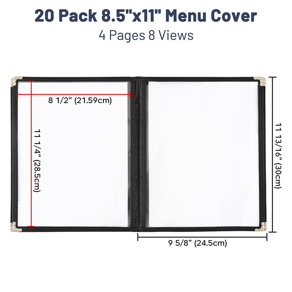 Yescom 20x Menu Covers Cafe Restaurant 8 View 8.5x11 Image