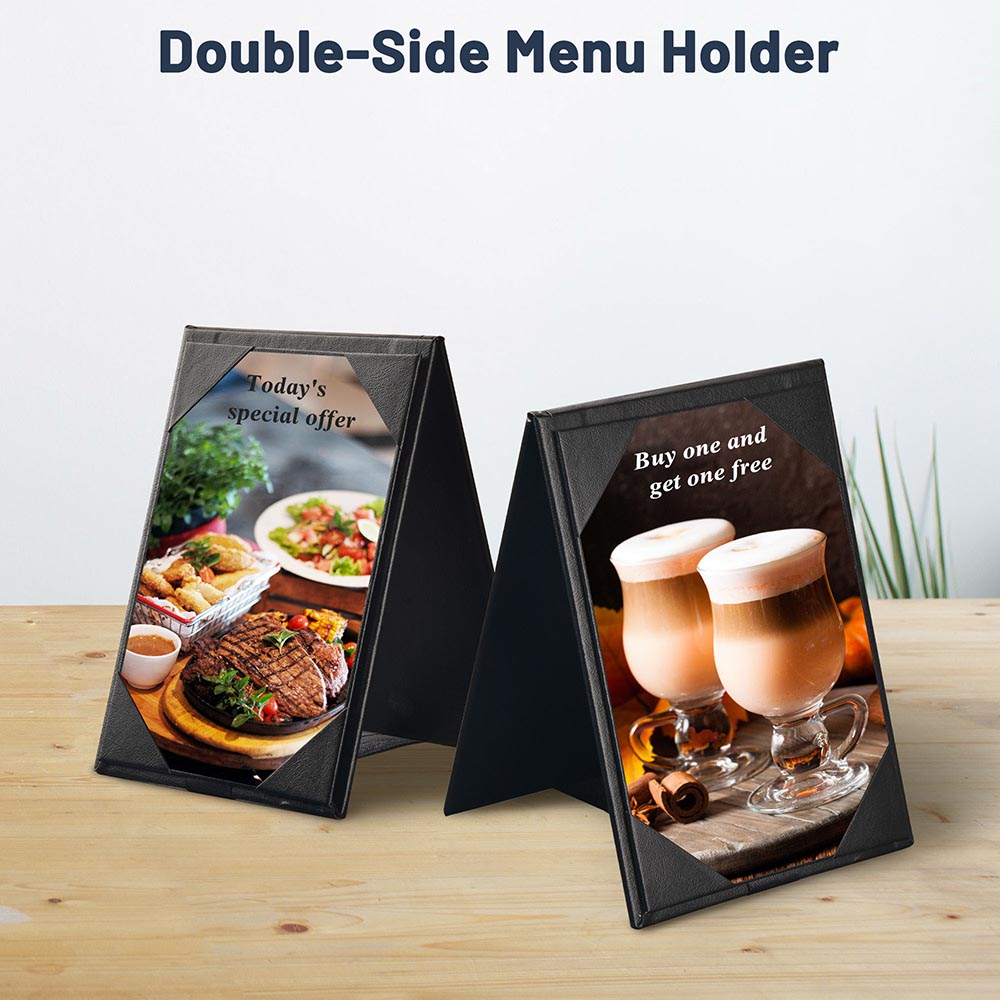 Yescom 10x Leather Double Sided Table Tent Menu Sign Holder Image