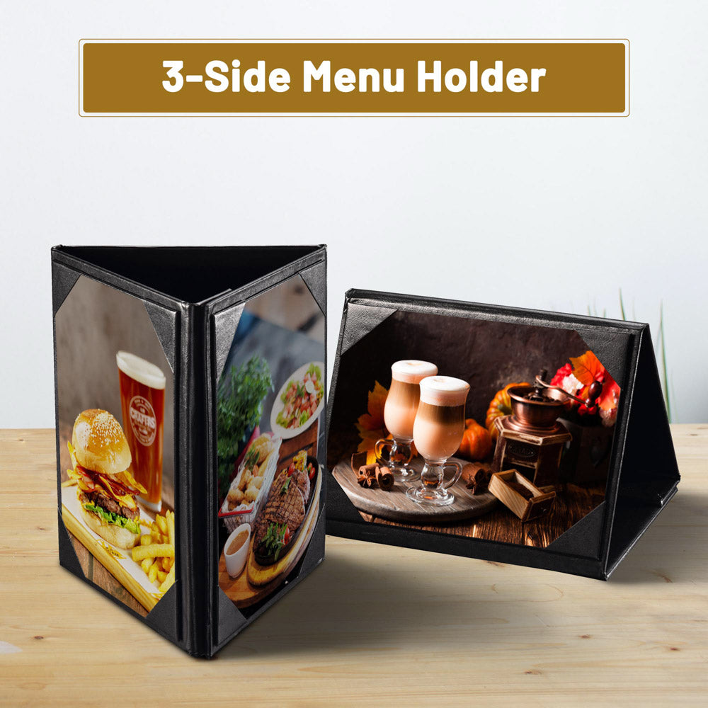 Yescom 3-Sided Table Tent Bar Cafe Cards Holder PU Leather Image
