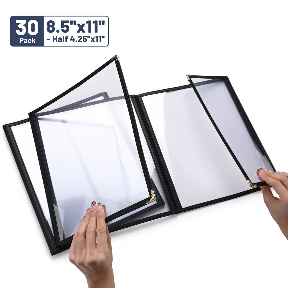 Yescom 30x Menu Covers Cafe Restaurant 8.5x11 & 4.25x11, Tri-fold 8-View Image