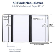 Yescom 30x Menu Covers Cafe Restaurant 8.5x14 & 4.25x14 Image
