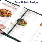 Yescom 30x Menu Covers Cafe Restaurant Green 8.5x14 & 4.25x14 Image