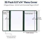 Yescom 30x Menu Covers Cafe Restaurant Green 8.5x14 & 4.25x14 Image
