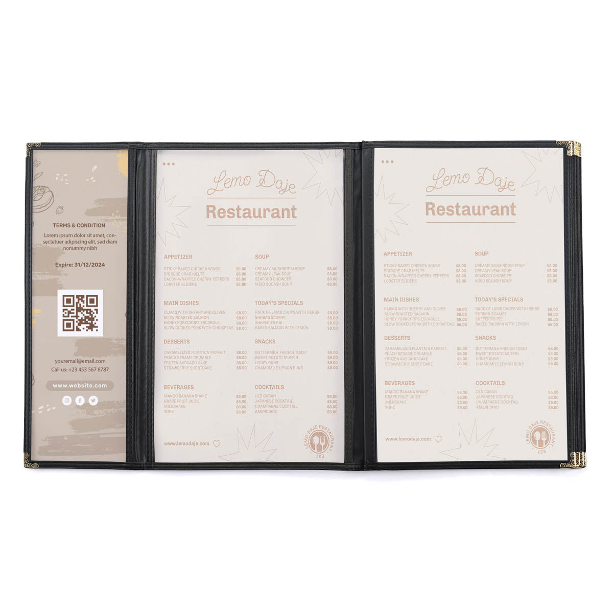 Yescom 30x Menu Covers Cafe Restaurant 8.5x14 & 4.25x14