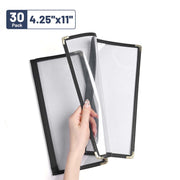 Yescom 30x Menu Covers Bistro Wine List Holder 4.25x11, Book Style 4-View Image
