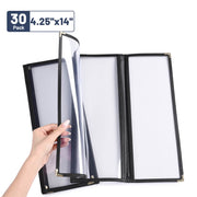 Yescom 30x Menu Covers Bistro Wine List Holder 4.25x14, Tri-fold 6-View Image
