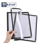 Yescom 8.5x11 Menu Covers Cafe Restaurant Black, Book Style 4-View 30ct/pk Image