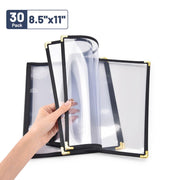 Yescom 8.5x11 Menu Covers Cafe Restaurant Black, Book Style 6-View 30ct/pk Image
