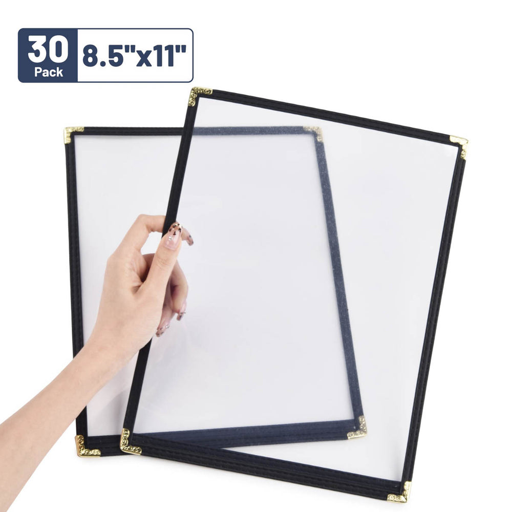 Yescom 8.5x11 Menu Covers Cafe Restaurant Black, Single Page 2-View 30ct/pk Image