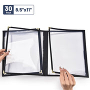 Yescom 8.5x11 Menu Covers Cafe Restaurant Black, Tri-fold 6-View 30ct/pk Image