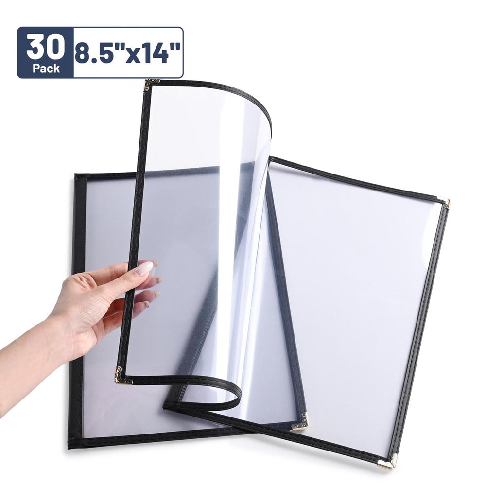 Yescom 8.5x14 Menu Covers Cafe Restaurant Black, Book Style 4-View 30ct/pk Image