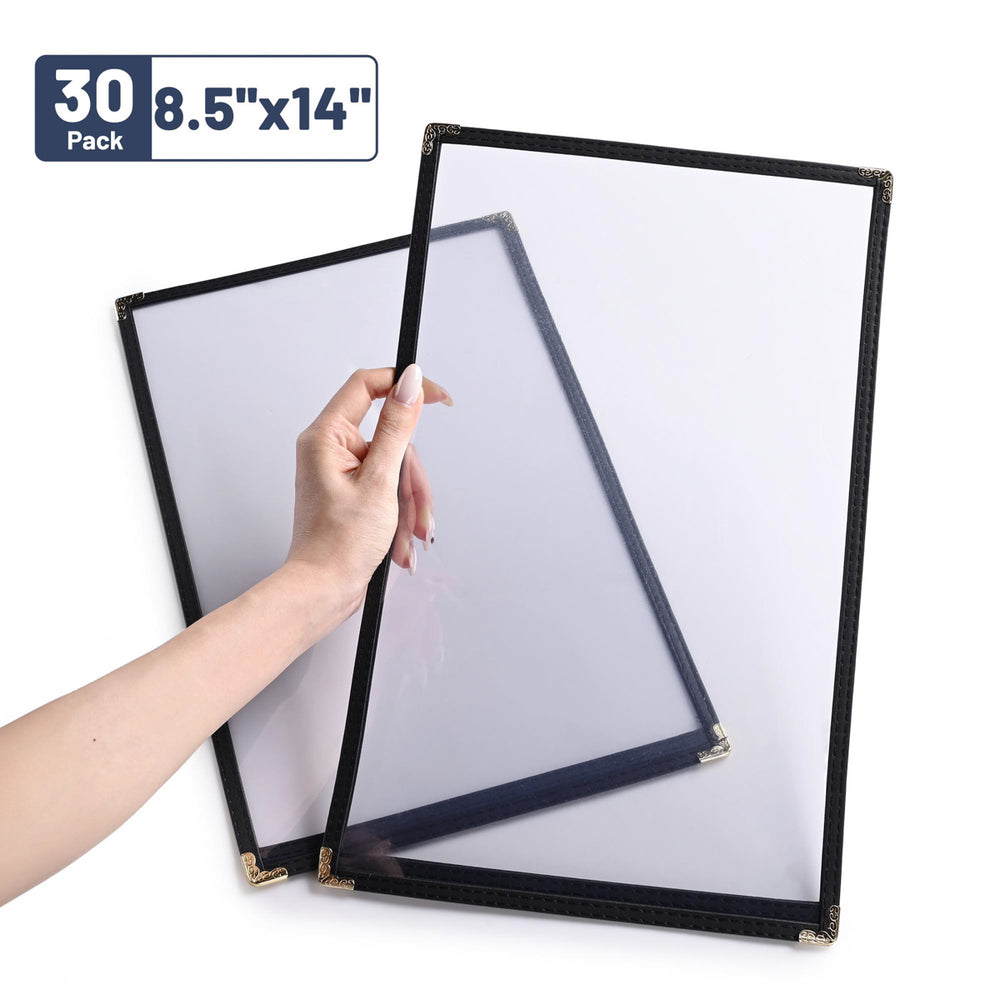 Yescom 8.5x14 Menu Covers Cafe Restaurant Black, Single Page 2-View 30ct/pk Image