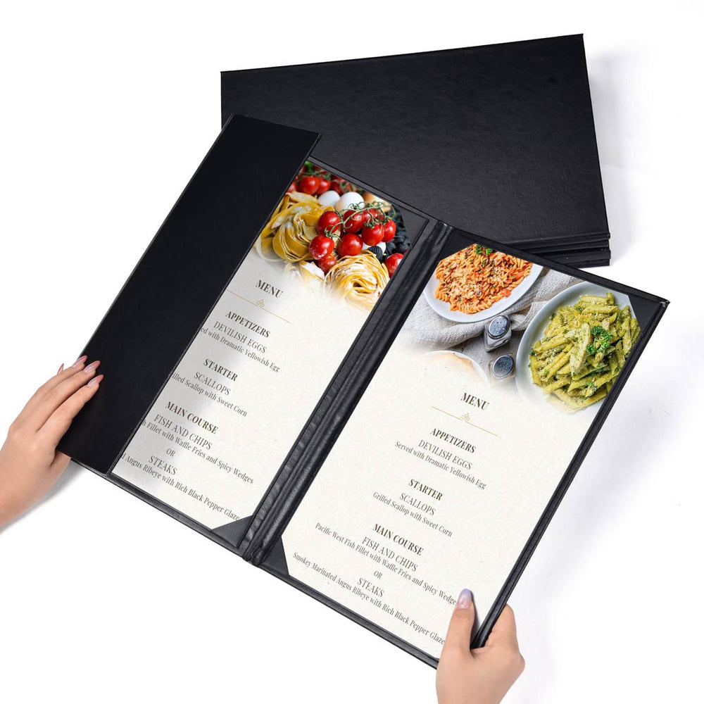 Yescom 8.5x14 PU Leather Menu Covers Set(5), Book & Half 3-View Image