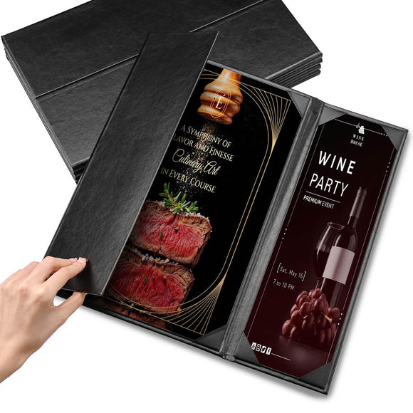 Yescom 8.5x14 PU Leather Menu Covers Set(5) Image