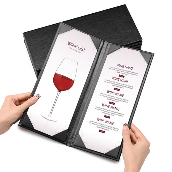 Yescom 4.25x11 PU Leather Bar Wine Menu Covers Set(5) Image