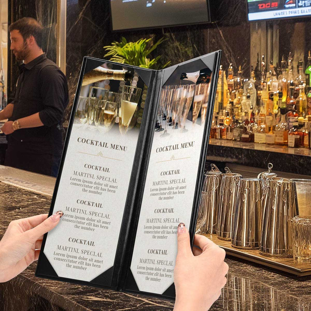 Yescom 4.25x14 PU Leather Bar Wine Menu Covers Set(5) Image