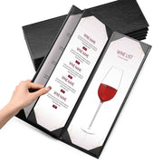 Yescom 4.25x14 PU Leather Bar Wine Menu Covers Set(5), Book Style 4-View Image