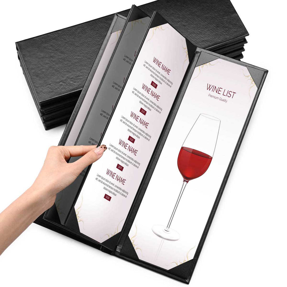 Yescom 4.25x14 PU Leather Bar Wine Menu Covers Set(5), Book Style 6-View Image